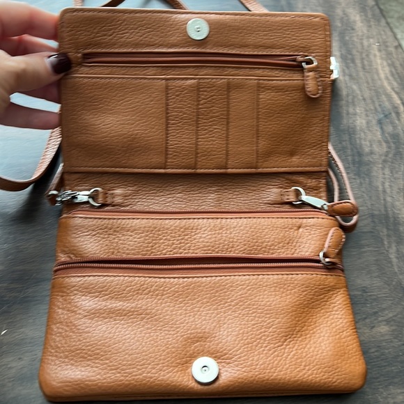 Brighton, brown leather silver studded Crossbody bag - Picture 2 of 8